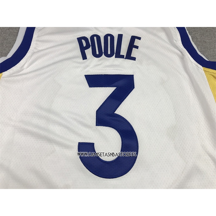Jordan Poole NO 3 Camiseta Golden State Warriors Association Blanco